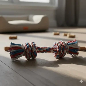 A heavy-duty cotton rope tug toy, ideal for large breeds like Labradors or Golden Retrievers.