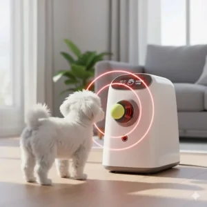 Illustration of the front-facing safety sensor that prevents the ball from launching if a dog or person is too close.