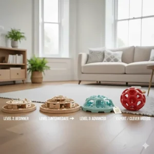 Robust and non-toxic advanced dog puzzle toys made from BPA-free materials suitable for British pets.