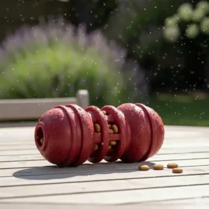 An interactive treat-dispensing puzzle toy designed to withstand destructive chewing and provide mental stimulation.