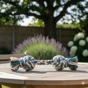 Large, multi-knotted cotton rope pull toy suitable for aggressive tug-of-war games with large breeds.