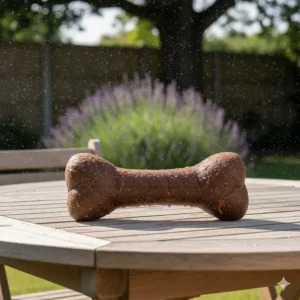 A tough, beef-flavoured nylon chew bone designed for dogs with strong jaws and aggressive chewing habits.