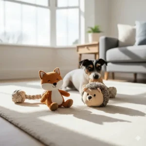 A collection of reinforced plush toys suitable for dogs who enjoy carrying soft items for comfort.