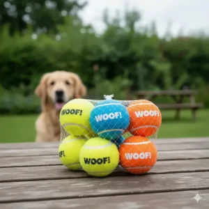A colourful multipack of squeaky tennis balls for dogs, ideal for high-energy pets who love to chase.