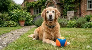 Bright orange and blue balls for senior dogs with failing eyesight or cataracts.