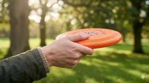 Diagram illustrating the proper backhand grip for throwing a disc dog training frisbee with precision and control.