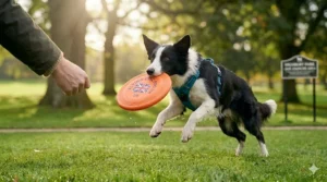 Diagram demonstrating the safe catch technique to protect your dog's mouth during a disc dog training frisbee session.
