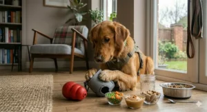 A person rinsing a hollow rubber dog toy under a kitchen tap for easy cleaning.