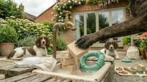 A clean, non-porous natural rubber dog chew being washed in warm, soapy water.