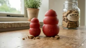 Large KONG Classic rubber chew toy, recommended for dogs weighing 13kg to 30kg.