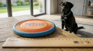 Alt text for image 7: A brightly coloured frisbee floating on a pond surface, suitable for water-loving large dog breeds.