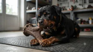 A robust deer antler designed for a dog with a strong, powerful chewing habit.