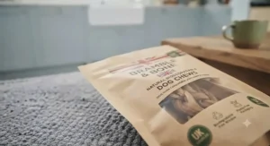 Close-up of the Bramble and Bone biodegradable kraft paper packaging, highlighting the UK sourced and compostable features.