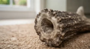 Close-up of a hard elk antler surface showing the porous core, ideal for aggressive chewers looking for durable dog chews.