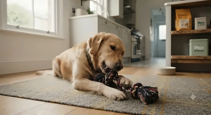 A durable, multi-coloured knotted rope toy for large dogs, designed for heavy-duty chewing and tug-of-war play. knotted rope dog toys for aggressive chewers