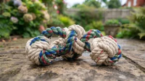 Vibrant multi-knot cotton rope toy for long-lasting dog engagement.