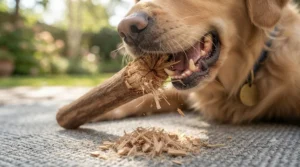 A robust coffee wood dog chew designed for heavy chewers, showing no signs of splintering.