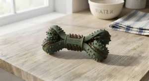 Tough yet flexible nylon and rubber soothing teethers for puppies that are heavy chewers.