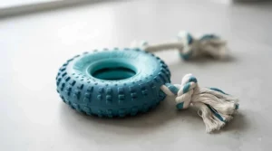 Durable natural rubber puppy teething toy designed for safe chewing and gum relief.