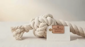 Puppy chewing safely on a knotted cotton rope toy to soothe sore gums during teething