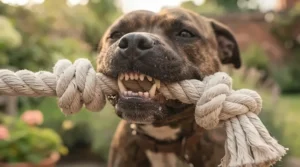 Illustrating how textured rope fibres help clean teeth and massage gums naturally while your dog chews