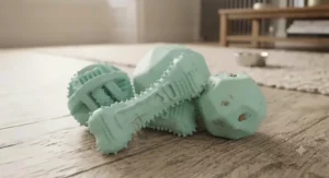 Variety multi-pack of mint-flavoured dog chew toys in various shapes, sizes, and textures.