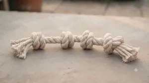 Detail view of the multi-knot design offering secure grip points for energetic play and interactive training