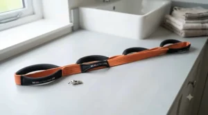 Machine-washable fabric dog tug toy laid flat to demonstrate easy maintenance.