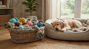 Organised pet accessories highlighted in our coloured rope tug toys for dogs review guide
